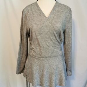 *Clearance* Loft Petites Grey Jersey Wrap Top - Sz LP